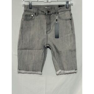 Tractr Nina High Rise Denim Shorts 0/25 Gray Frayed Hem NWT